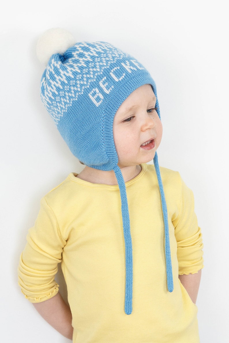 Personalized Ear Flap Beanie With Pom Pom for Boys and Girls - Etsy