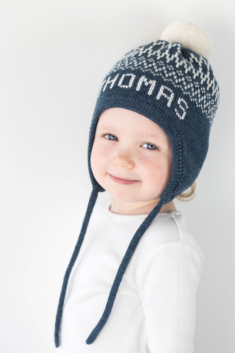 Personalized Toddler Winter Hat With Ear Flaps Monogram Etsy