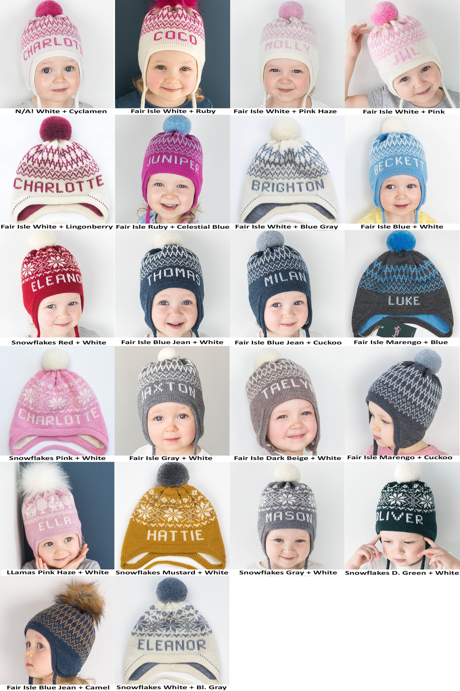 Personalized girls winter hat with name Toddler girl custom Etsy