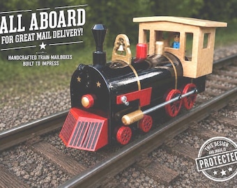 Steam Locomotive Mailbox with Solar Light: 1900s Train Engine Design