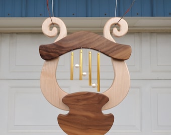 Maple & Walnut Wood Door Chime: Handmade Musical Door Harp