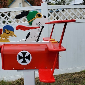 Cartoon Red Baron Characters Tri-Plane Mailbox | Rural Mailbox****