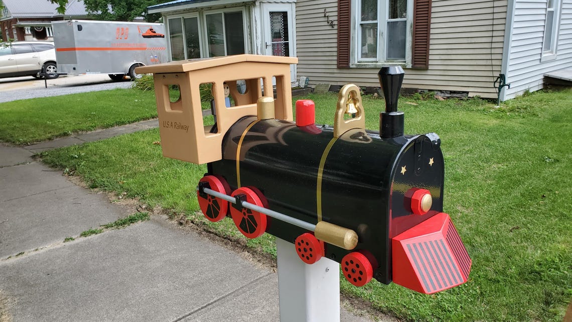 Steam Locomotive Mailbox With Solar Light: 1900s Train Engine Design - Etsy