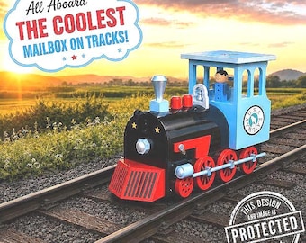 Handmade Steam Locomotive Mailbox with Solar Night Light