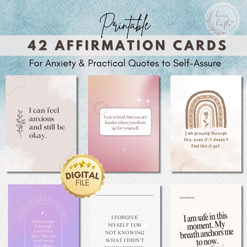 42 Anxiety Affirmation Cards | Coping Skills Cards | Mental Health ...