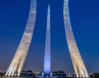 Air Force Memorial Arlington Virginia, Veterans, Retirement Gift, DC Wall Art Decor, Night photo, Fine Art Print, Washington DC Photography