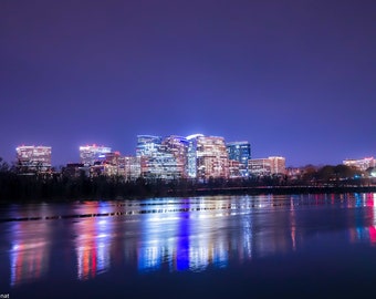 Washington DC Night Photography, Georgetown, DC Print Wall Art Decor, Printable Fine Art, Cityscape, Key Bridge, Arlington Skyline, Potomac