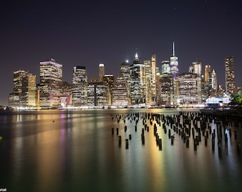 New York City Skyline, Night Photography,Fine Art Print,City scape,Panoramic View, Home Decor,Wall Hangings,NYC Panorama,NYC Photo,Big Apple