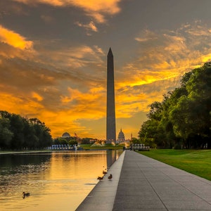National Mall Sunset, Washington Monument, Washington DC Photography, Landmark, DC Wall Art, Fine Art Print, Architecture Photo, US Capitol