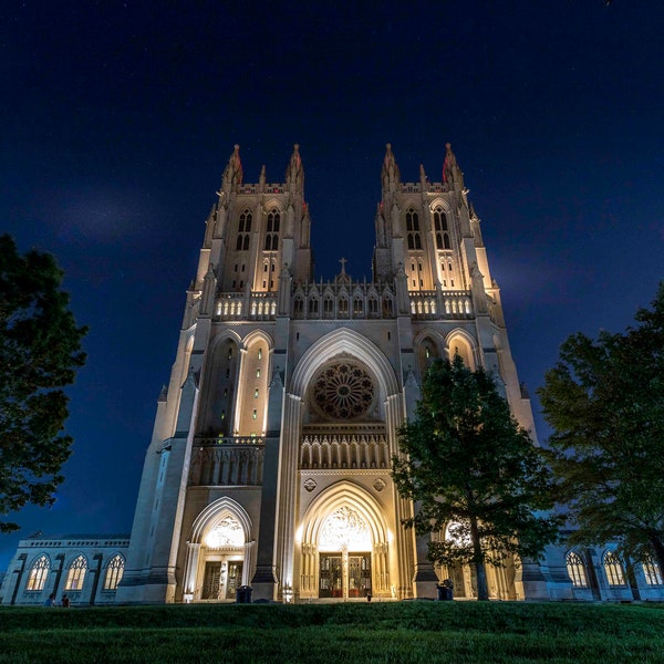 National Cathedral Washington DC Photography, DC Wall Art Decor, DC Night Photo print, Printable Architecture, landmark church, wall decor