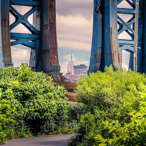 Empire State Building with Manhattan Bridge Dumbo, Brooklyn, NYC Photography, New York City, cityscape, landscape, fine art print, wall art