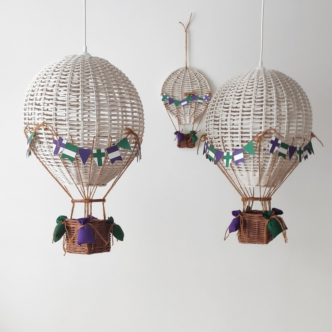 Night Light Hot Air Balloon Wicker Lampshade for Adventure Etsy UK