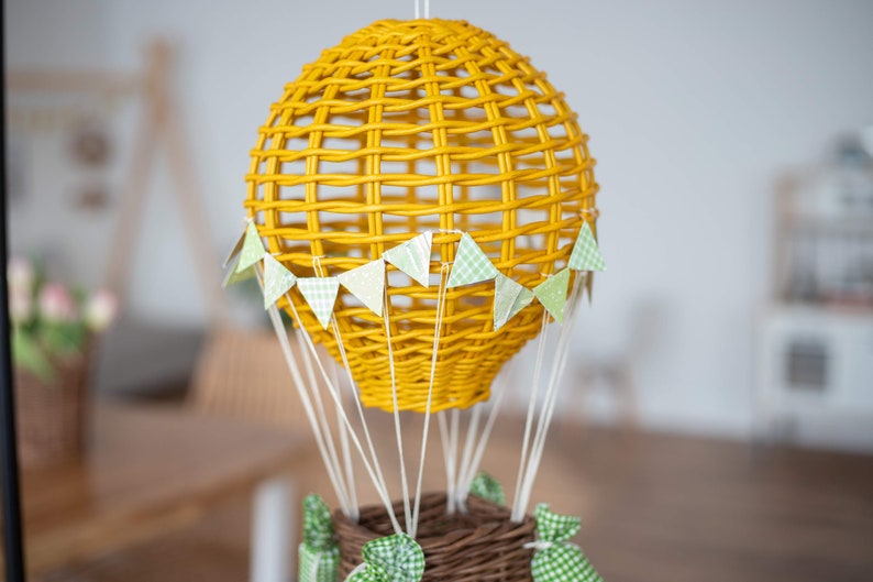 Hot air balloon basket hand woven decor for adventure nursery Etsy