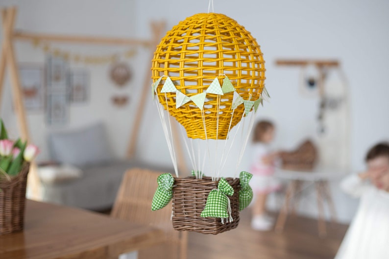 Hot air balloon basket hand woven decor for adventure nursery Etsy