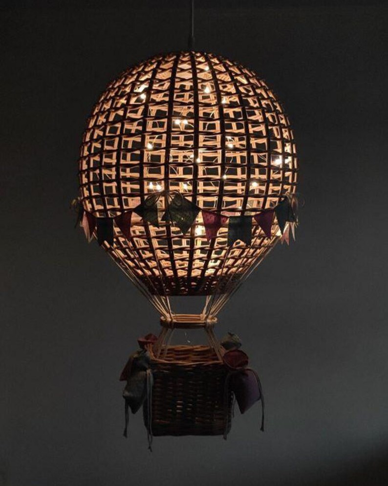 Hanging Lampshade Hot Air Balloon Night Light With LED String Etsy
