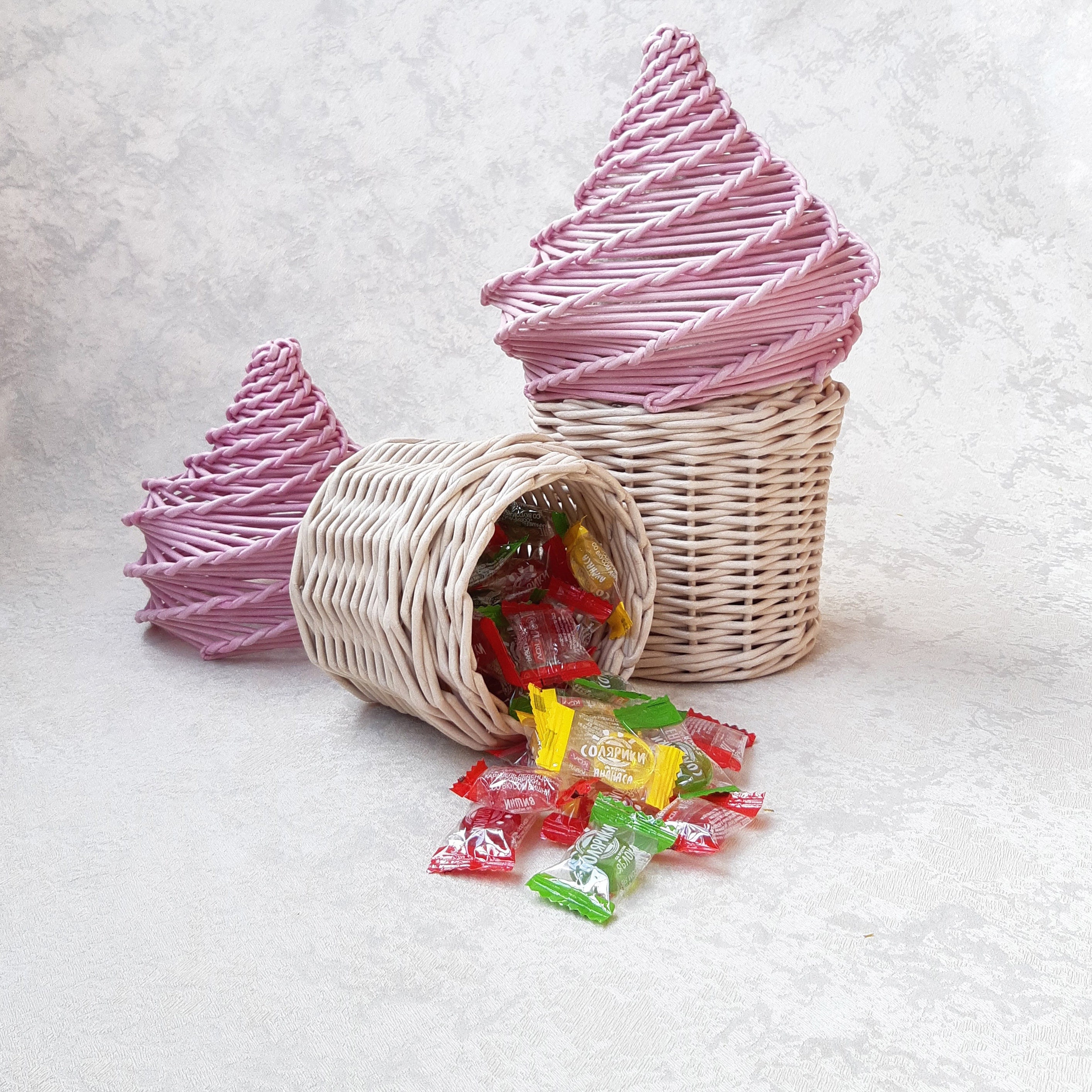 Hand woven toy storage basket for ice cream party or toddler Etsy