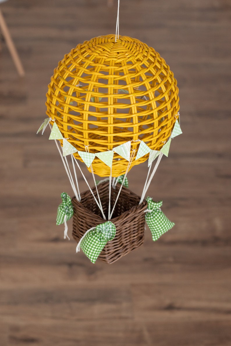 Hot air balloon basket hand woven decor for adventure nursery Etsy
