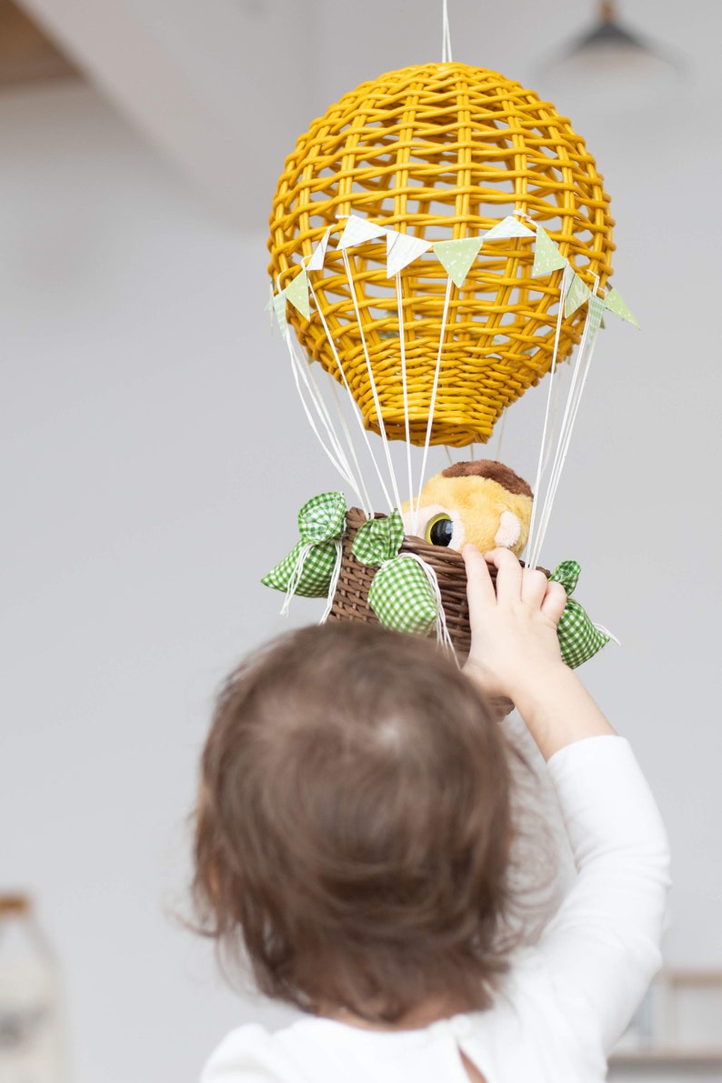 Hot air balloon basket hand woven decor for adventure nursery Etsy