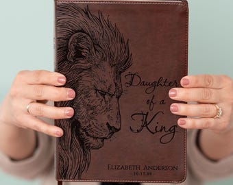 Personalized ESV Wide-Margin Bible, Daughter of a King Lion Design, Custom Engraved Name, Christian Gift, Baptism Gift, Bible Gift for Her