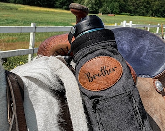 Horse Saddle Water Bottle Holder Personalized - Multi Pocket Horse Saddle Drink Holder - Up to 40oz - Horse Gifts