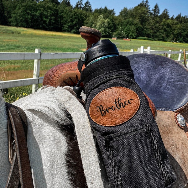 Horse Saddle Water Bottle Holder Personalized, Multi Pocket Horse Saddle Drink Holder up to 40oz, Horse Gifts, Horse Stuff, Horse Tack