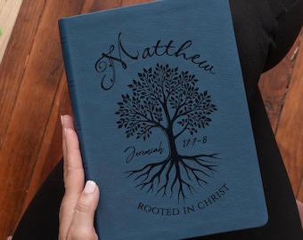 Personalized NASB Wide-Margin Bible, Custom Engraved Name, Rooted in Christ Tree Design,  Christian Gifts, Gifts for Her, Gifts for Him