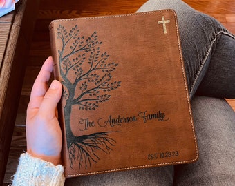 Bibbia di famiglia personalizzata / Bibbia personalizzata per l'albero genealogico NIV / Bibbia incisa Bibbia per matrimoni Regali cristiani Bibbia di famiglia per matrimonio