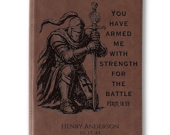 Personalized KJV Single-Column Bible, Custom Bible Engraved Name, Warrior Knight Design, Christian Gift, Baptism Gift, Bible Gift for Him