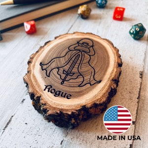 Dungeons and Dragons Real Wood Rogue, DnD Coaster, DnD Accessories, DnD Gift for Men, Dungeon Master Gift, DnD Stuff, D&D Gifts