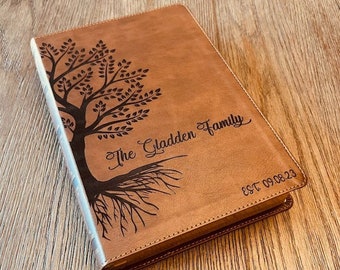 Bible de famille personnalisée NKJV, Bible d'arbre généalogique personnalisée gravée à grande marge, Cadeaux de mariage, Cadeaux chrétiens, Bible de famille pour mariage