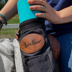 Horse Saddle Water Bottle Holder Personalized Multi Pocket Horse Saddle Drink Holder up to 40oz Horse Gifts Horse Stuff Horse Tack image 4