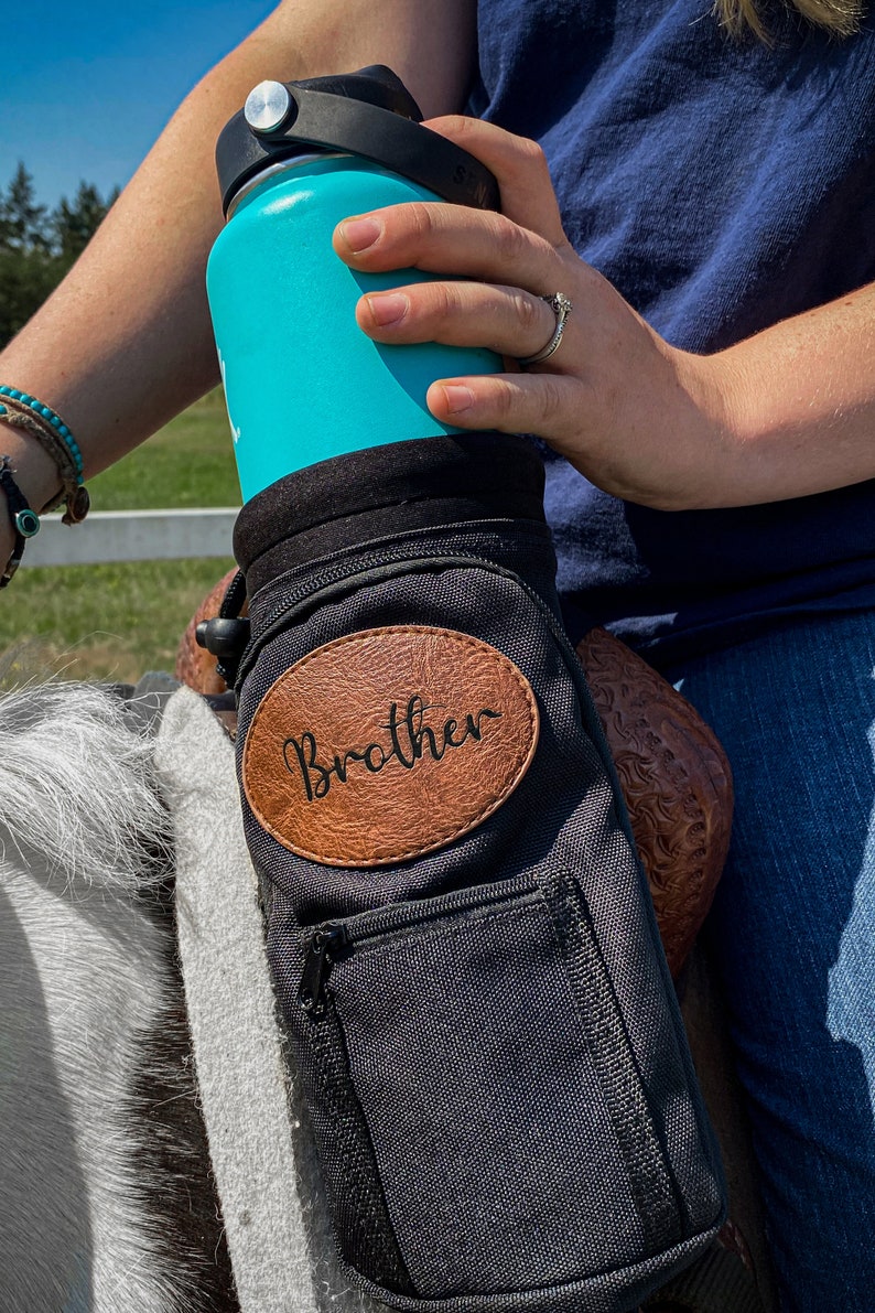 Horse Saddle Water Bottle Holder Personalized Multi Pocket Horse Saddle Drink Holder up to 40oz Horse Gifts Horse Stuff Horse Tack image 4