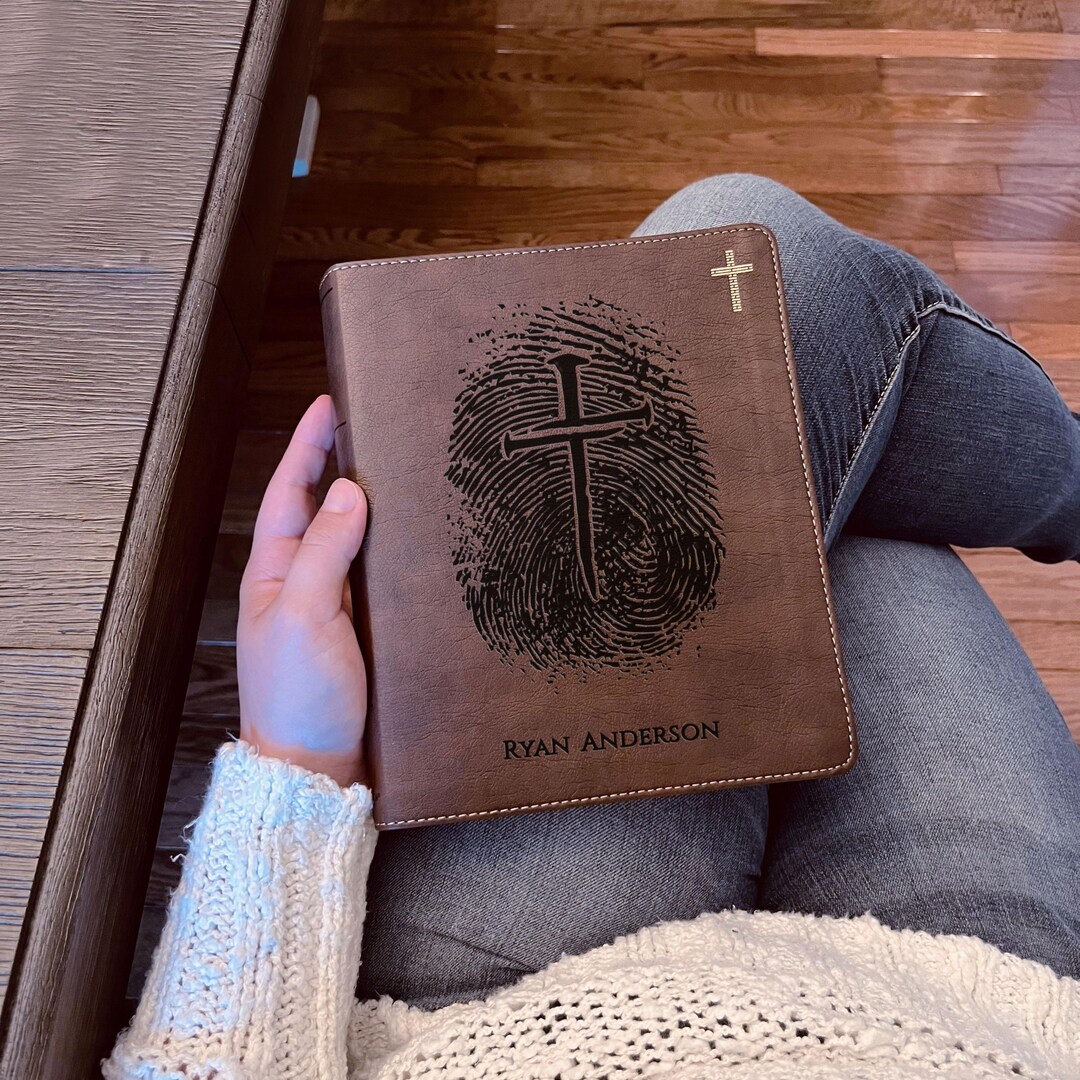 Personalized NIV Bible, Custom Engraved Fingerprint & Cross Bible With ...