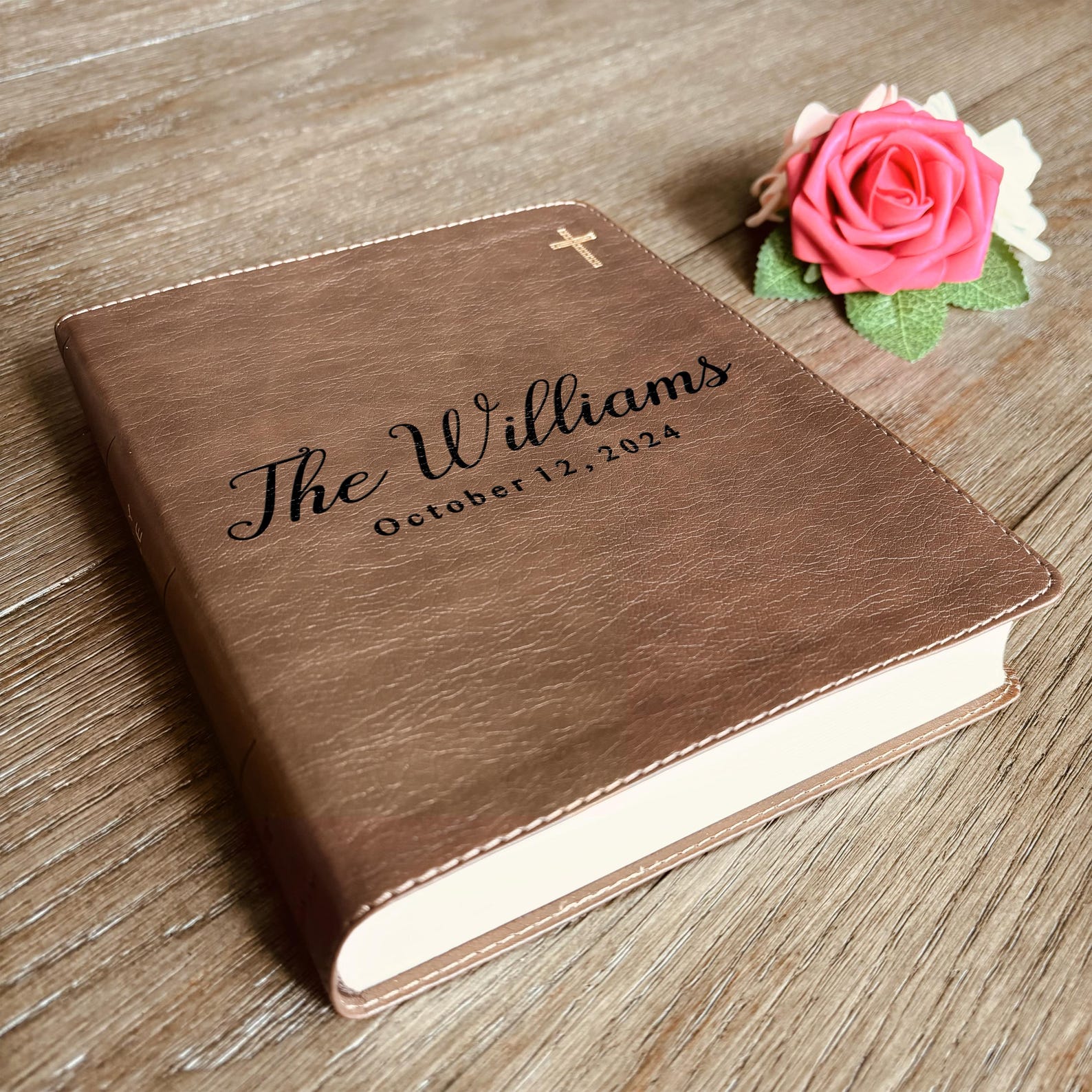 Personalized NIV Family Bible, Custom Engraved NIV Family Journaling Bible, Wedding Gifts, Christian Gifts, Family Bible for Wedding - Front Only, Bible Only
