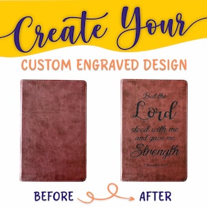 Biblia ESV personalizada: cree su propio diseño grabado personalizado con un diseñador, letra grande, línea fina, Biblia Santa Versión Estándar en Inglés