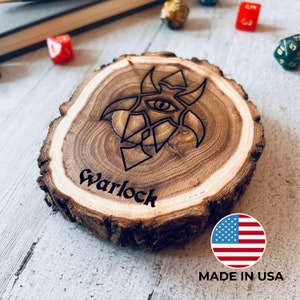 Dungeons and Dragons Real Wood Warlock, DnD Coaster, DnD Accessories, DnD Gift for Men, Dungeon Master Gift, DnD Stuff, D&D Gifts