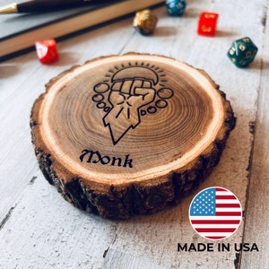 Dungeons and Dragons Real Wood Monk, DnD Coaster, DnD Accessories, DnD Gift for Men, Dungeon Master Gift, DnD Stuff, D&D Gifts