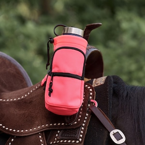 Horse Saddle Water Bottle Holder, Pink Water Holder, Multi Pocket Horse Saddle Drink Holder up to 40oz, Horse Gifts, Horse Stuff, Horse Tack