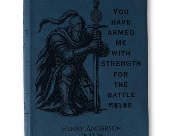 Personalized NASB Wide-Margin Bible, Custom Bible Engraved Name, Warrior Knight Design, Christian Gifts, Baptism Gifts, Gifts for Him