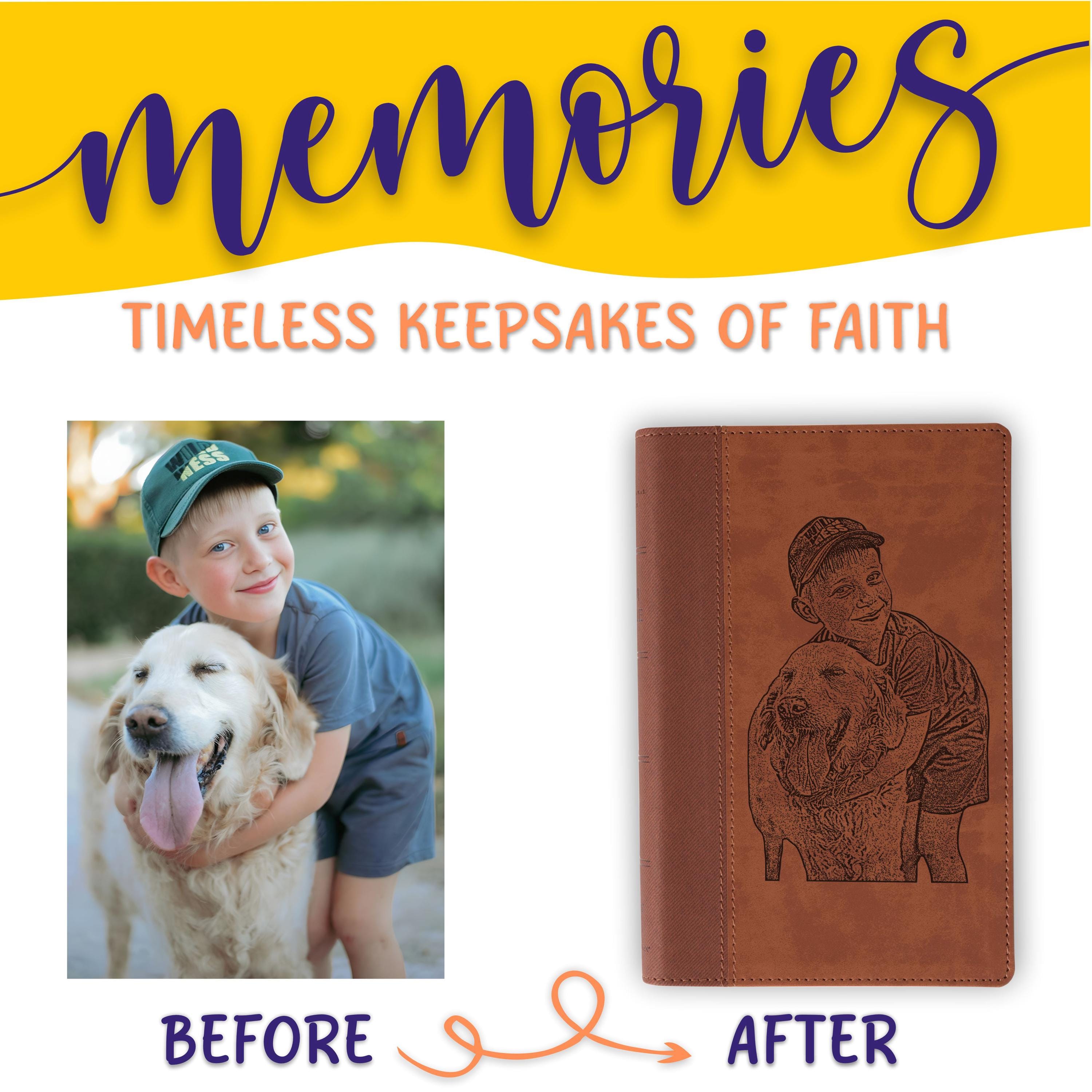 Personalized NIV Large Print Bible, Your Photo Engraved, New International Version Custom Engraved Bible, Christian Gifts, Baptism Gifts