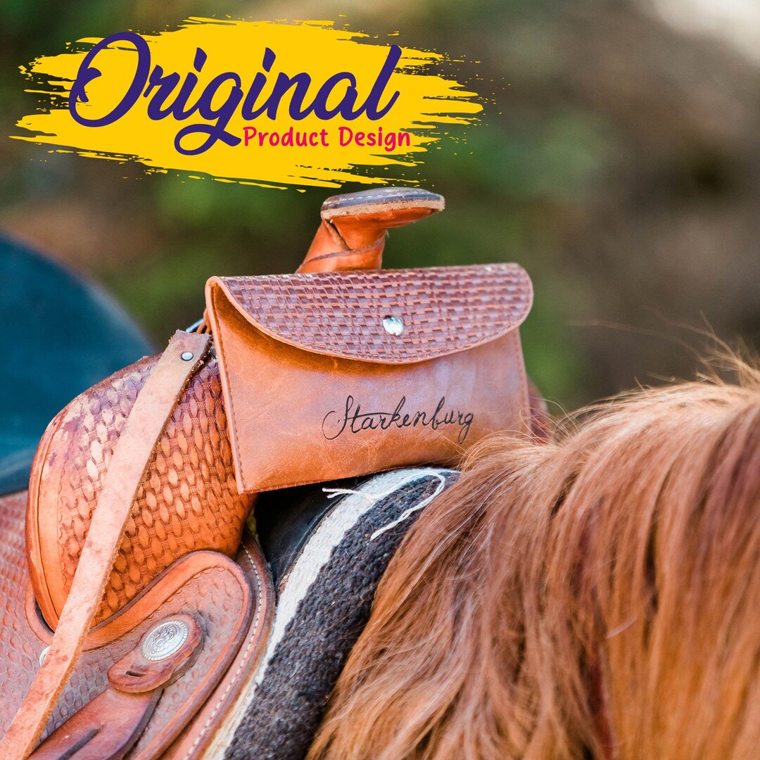 Sac de selle Western Trail en cuir de cheval sculpté à la main avec