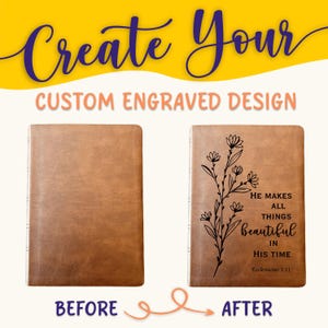 Personalized NASB Bible: Create Your Own Custom Engraved Design with a Designer, Wide Margin Reference Bible, Christian Gift, Baptism Gift