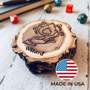 Dungeons and Dragons Real Wood Wizard, DnD Coaster, DnD Accessories, DnD Gift for Men, Dungeon Master Gift, DnD Stuff, D&D Gifts