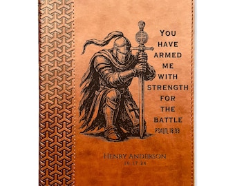 Personalized Bible for Men, KJV Study Bible, Customized Bible Engraved Name, Knight Warrior Design, Christian Gift, Bible Gifts for Him