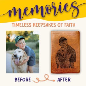 Bíblia NLT personalizada com letras grandes, capa com foto gravada personalizada, com filamento, presente cristão para batismo, casamento ou crisma