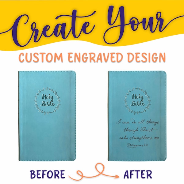 Personalized NIV Bible: Create Your Own Custom Engraved Design with a Designer, NIV Value Thinline Blue New International Version Holy Bible