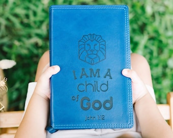 Bibbia per bambini NKJV personalizzata, Bibbia blu per bambini NKJV, Bibbia Nuova versione King James con incisione personalizzata per bambini, regali cristiani, regali per il battesimo