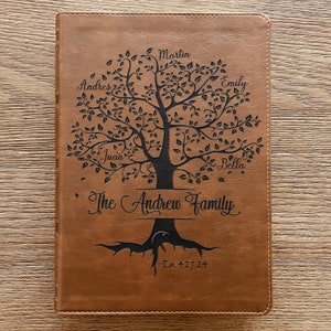 Biblia familiar NKJV personalizada, Biblia con árbol genealógico grabado personalizado y margen ancho, regalos de boda, regalos cristianos, Biblia familiar para bodas