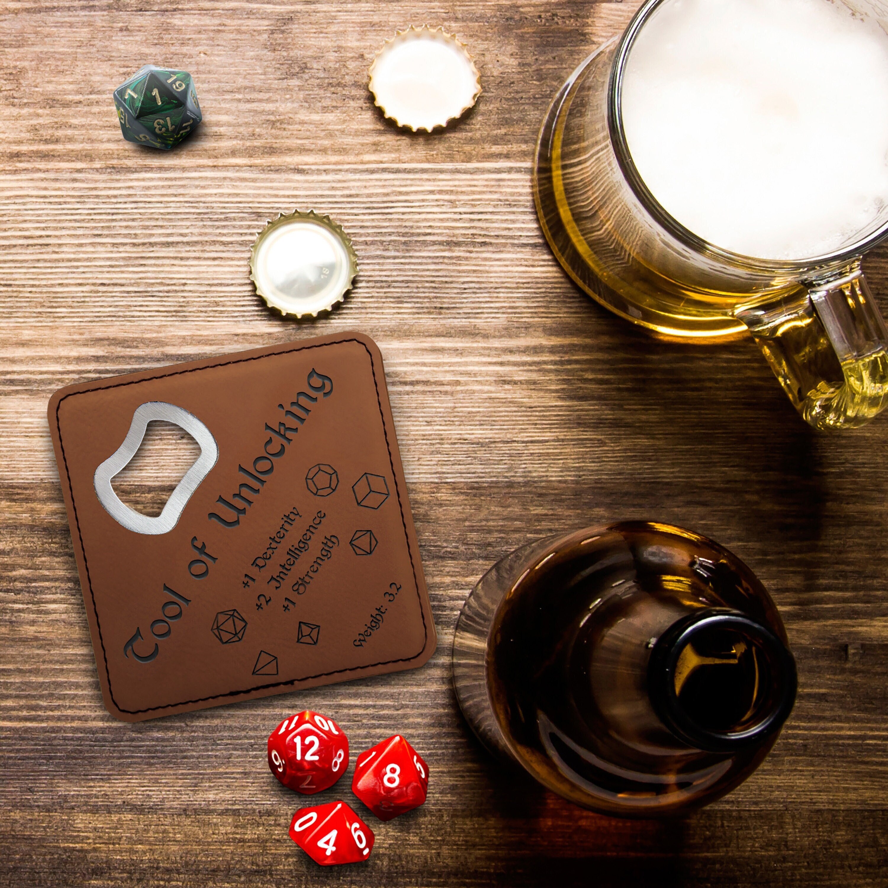 Coaster W/ BOTTLE OPENER - D20 - SET OF 2 Coaster W/ BOTTLE OPENER - D20 - SET OF 2