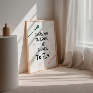 Wicked Inspired Wall Art – Everyone Deserves the Chance to Fly Printable, Elphaba Quote Print, Musical Theatre Decor, Witchy Digital Print